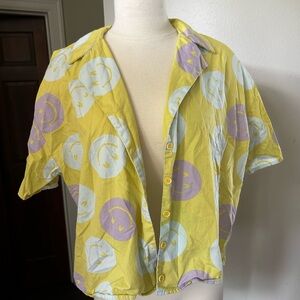 Yellow Smiley Face Button-Up Shirt